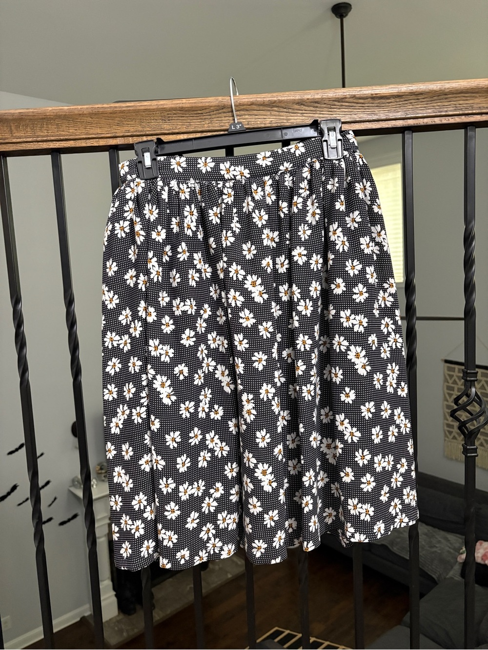 Xhilaration Black Daisy A-Line Skirt